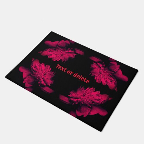 Fuchsia Peony Abstract Floral Art Personalized Doormat