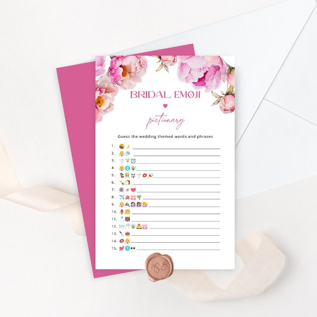 Fuchsia peony bridal shower emoji pictionary game (Creator Uploaded)