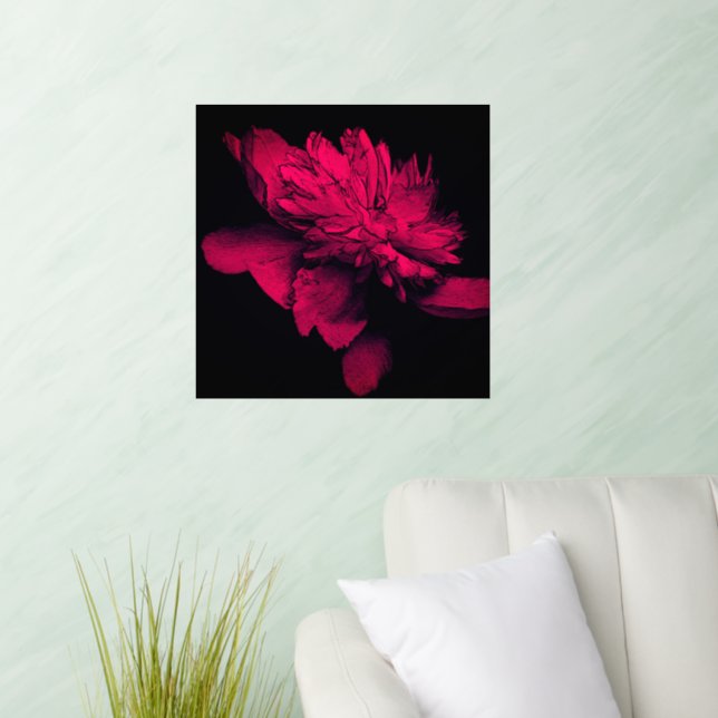 Fuchsia Peony Flower Abstract Floral Art Wall Decal (Living Room)