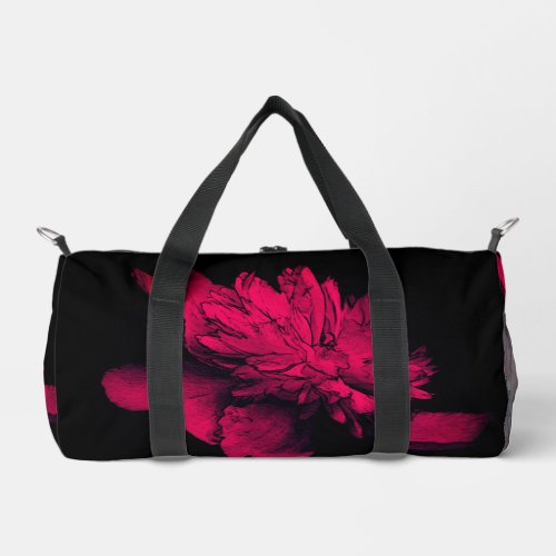 Fuchsia Peony Flower Floral Art Personalized Duffle Bag