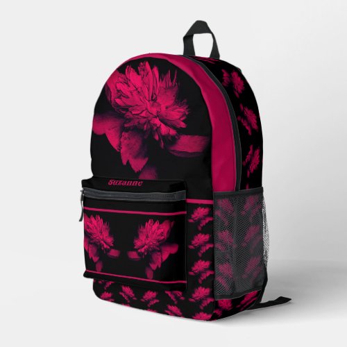 Fuchsia Peony Flower Floral Art Personalized Printed Backpack