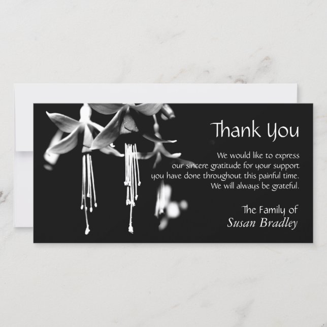 Fuchsia Personalized Sympathy Thank You Photo card (Front)