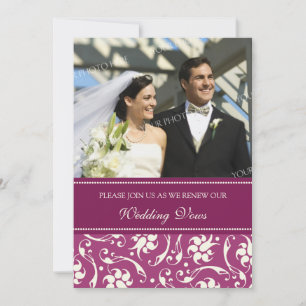 Fuchsia Photo Wedding Vow Renewal Invitations