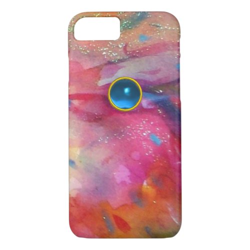 FUCHSIA PINK ABSTRACT Blue Sapphire Gemstone iPhone 87 Case