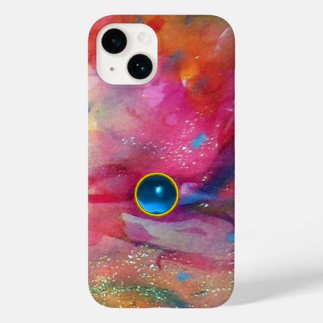 FUCHSIA PINK ABSTRACT Blue Sapphire Gemstone Case-Mate iPhone Case (Back)