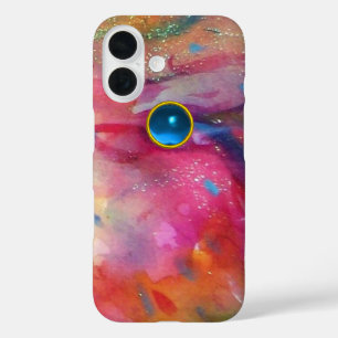 FUCHSIA PINK ABSTRACT Blue Sapphire Gemstone iPhone 16 Case