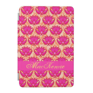 Fuchsia Pink and Orange Modern Damask Monogram iPad Mini Cover