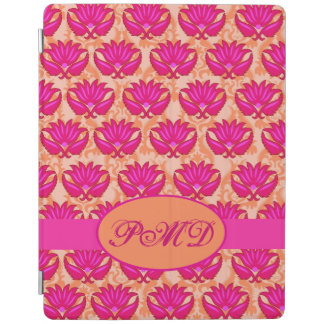 Fuchsia Pink and Orange Modern Damask Monogram iPad Smart Cover