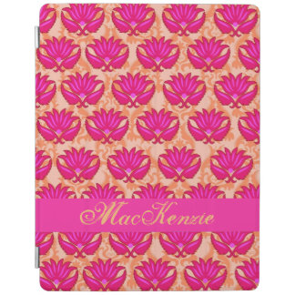 Fuchsia Pink and Orange Modern Damask Monogram iPad Smart Cover