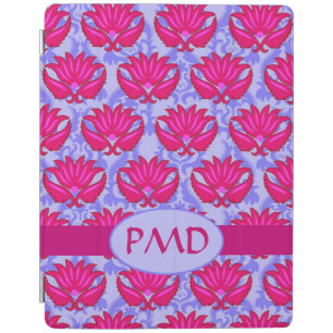 Fuchsia Pink and Purple Modern Damask Monogram iPad Smart Cover