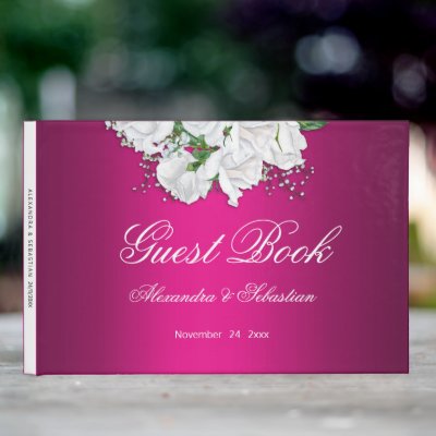 Fuchsia Pink and White Roses Wedding