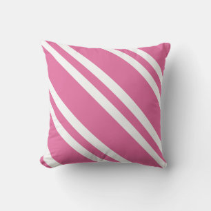Fuchsia Pink and White Striped Outdoor Pillow