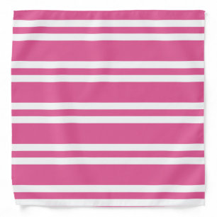 Fuchsia Pink and White Striped Pattern Bandana