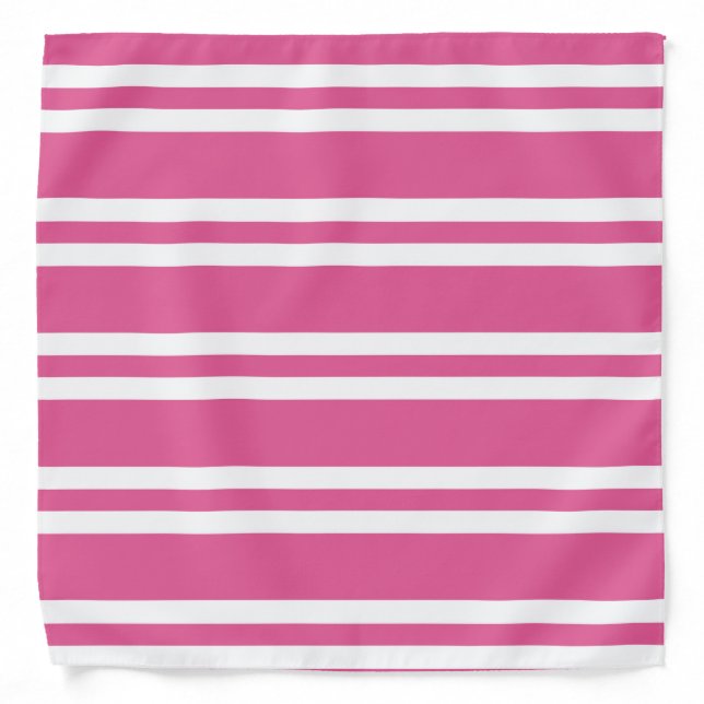 Fuchsia Pink and White Striped Pattern Bandana (Front)