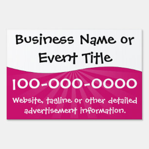 Fuchsia Pink and White Template Yard Sign