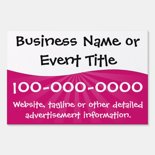 Fuchsia Pink and White Template Yard Sign (Front)