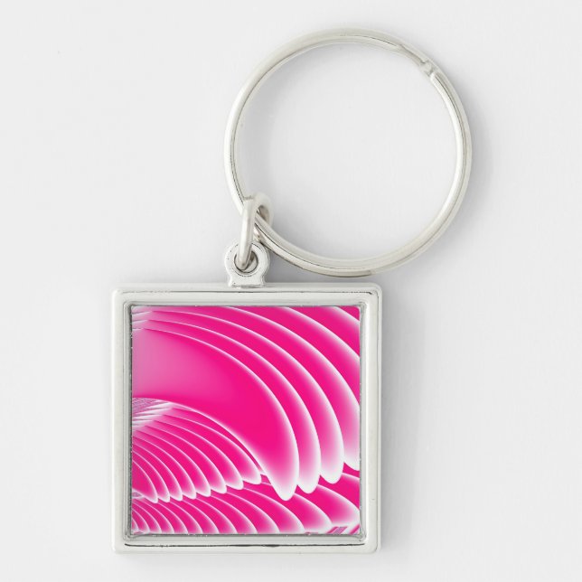 Fuchsia Pink Angel's Wings Fractal Keychain (Front)