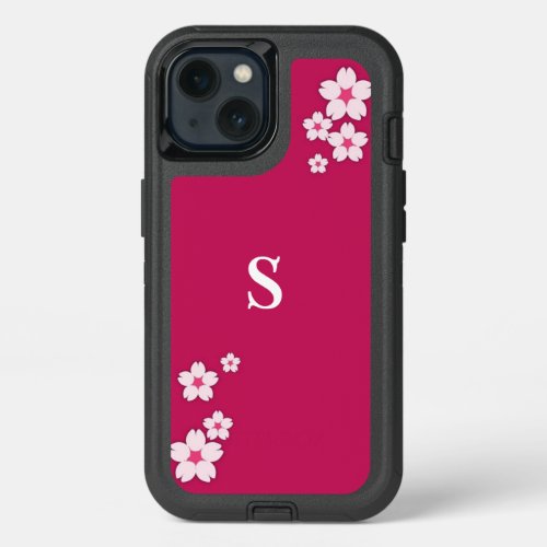 Fuchsia Pink Bougainvillea Monogram Phone Case