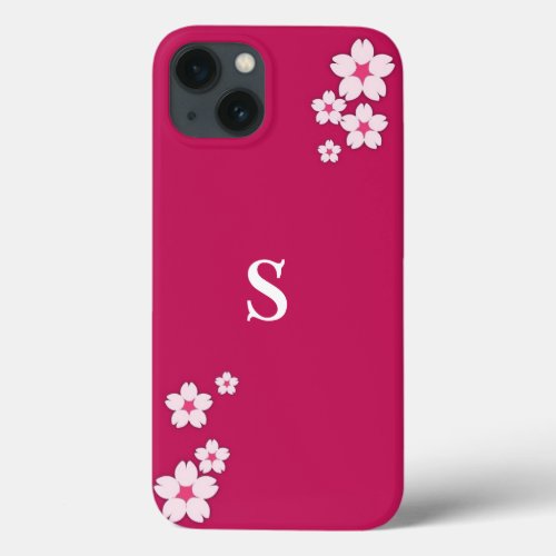 Fuchsia Pink Bougainvillea Monogram Phone Case