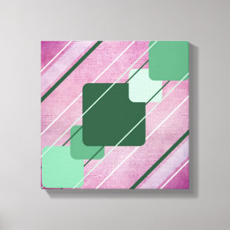 Fuchsia Pink Canvas Green Geometric Wrapped Canvas Print