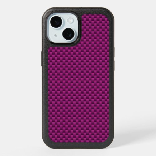Fuchsia Pink Carbon Fibre Print Automotive Texture iPhone 15 Case