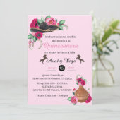 Fuchsia Pink Charra Invitation, Rustic Charro West Save The Date (Standing Front)
