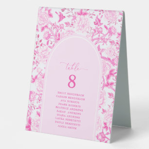 Fuchsia Pink Chinoiserie Menu & Seating Number Table Tent