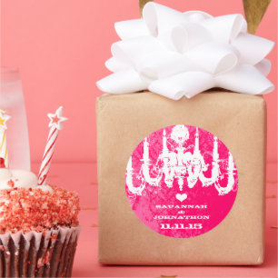 Fuchsia Pink Choose Color Vintage Chandelier Classic Round Sticker