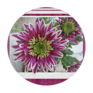 Fuchsia Pink Chrysanthemums Collage Cutting Board