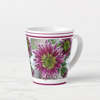 Fuchsia Pink Chrysanthemums Collage Latte Mug