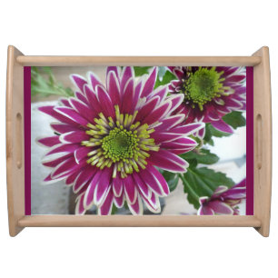 Fuchsia Pink Chrysanthemums Collage Serving Tray