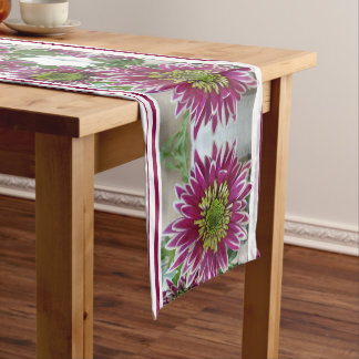 Fuchsia Pink Chrysanthemums Collage Table Runner