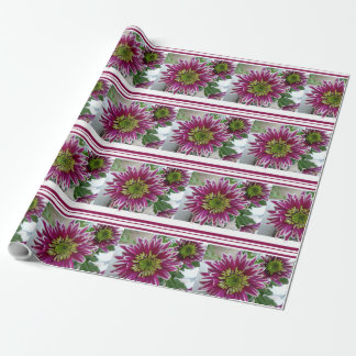 Fuchsia Pink Chrysanthemums Collage Wrapping Paper