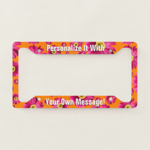 Fuchsia Pink Daisy Pop Personalized License Plate Frame