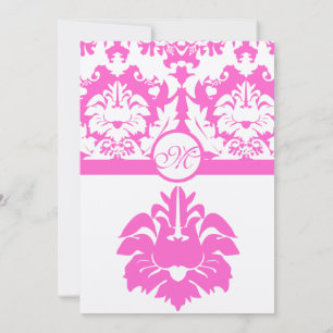 Fuchsia Pink Damask Wedding Invitations