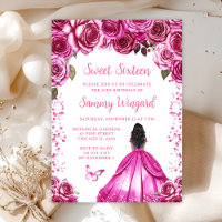 Fuchsia Pink Dark Skin Princess Sweet Sixteen