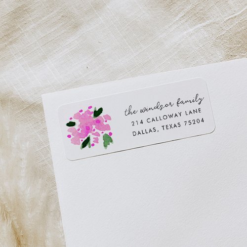 Fuchsia Pink Floral Bouquet Return Address Labels