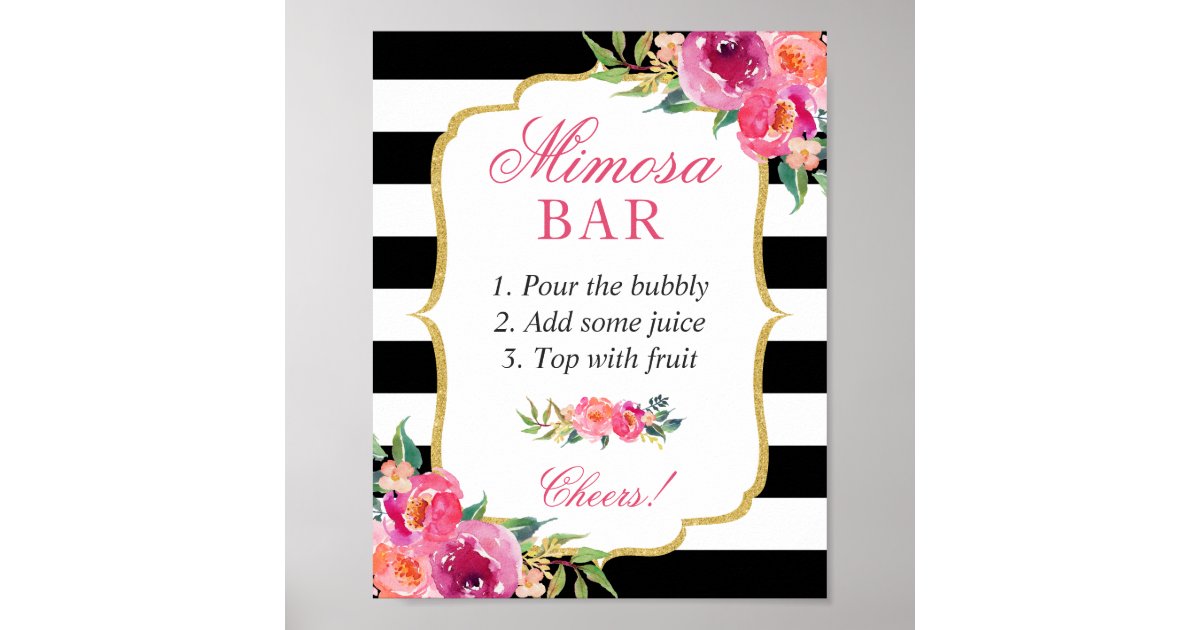 Blush Pink Floral Mimosa Bar Sign Printable, Bubbly Bar Sign