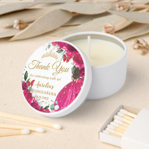 Fuchsia Pink Floral Butterflies Princess Quince Mini Candle Favors
