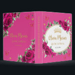 Fuchsia Pink Floral Butterflies Quince Photo Album 3 Ring Binder<br><div class="desc">Display your celebration photos in this elegant Fuchsia Pink Peonies Floral Photo Album Ring Binder. Personalize it easily and quickly, simply click the customize it further button to edit the texts, change fonts and fonts colors. Featuring beautiful watercolor fuchsia peony flowers, a gold princess crown and hot pink and gold...</div>