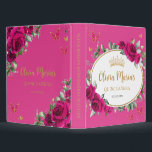 Fuchsia Pink Floral Butterflies Quince Photo Album 3 Ring Binder<br><div class="desc">Display your celebration photos in this elegant Fuchsia Pink Peonies Floral Photo Album Ring Binder. Personalize it easily and quickly, simply click the customize it further button to edit the texts, change fonts and fonts colors. Featuring beautiful watercolor fuchsia peony flowers, a gold princess crown and hot pink and gold...</div>