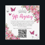 Fuchsia Pink Floral Butterfly Quinceanera QR Gift  Enclosure Card<br><div class="desc">Elegant Fuchsia Pink Floral Square QR Code Gift Registry Enclosure Cards. Personalize them easily and quickly, simply click the customize it further button to edit the texts, change fonts and fonts colors. Featuring beautiful watercolor fuchsia pink flowers, butterflies and silver elements. Matching items available in store. (c) Somerset Fine Paperie...</div>