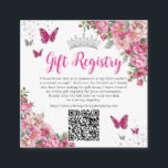 Fuchsia Pink Floral Butterfly Quinceanera QR Gift  Enclosure Card<br><div class="desc">Elegant Fuchsia Pink Floral Square QR Code Gift Registry Enclosure Cards. Personalize them easily and quickly, simply click the customize it further button to edit the texts, change fonts and fonts colors. Featuring beautiful watercolor fuchsia pink flowers, butterflies and silver elements. Matching items available in store. (c) Somerset Fine Paperie...</div>