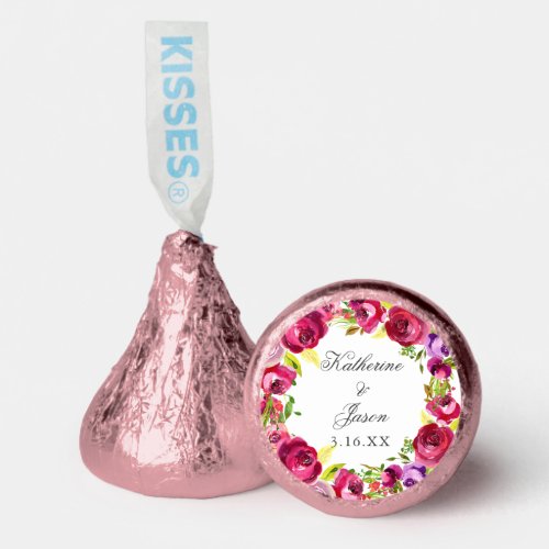 Fuchsia Pink Floral Chic Personalized Wedding Hersheys Kisses