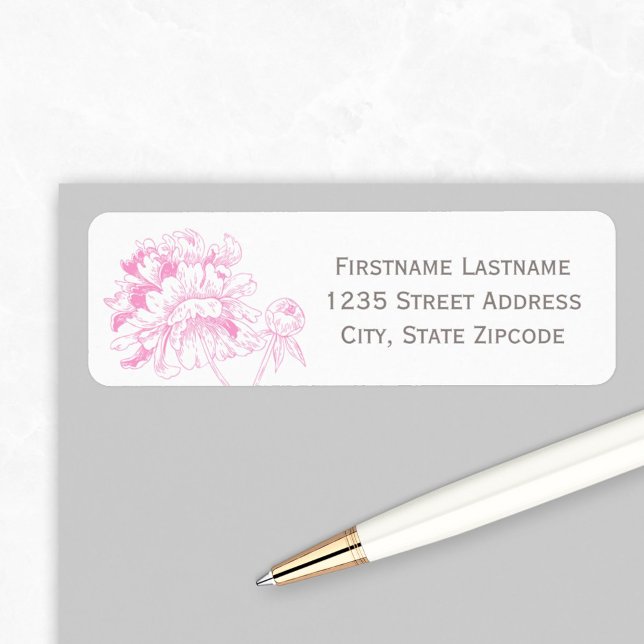 Fuchsia Pink Floral Peony Wedding Address Label (Creator Uploaded)