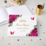 Fuchsia Pink Floral Quinceanera Sweet 16 Birthday Guest Book<br><div class="desc">Coordinate your party with this elegant personalized Fuchsia Hot Pink Roses Floral Guest Book! Personalize it easily and quickly, simply press the Edit Using Design Tool button to further re-arrange and format the style and placement of the text and images. Featuring beautiful watercolor vibrant fuchsia roses and fuchsia and gold...</div>