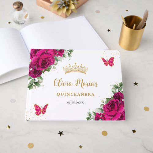 Fuchsia Pink Floral Quinceanera Sweet 16 Birthday