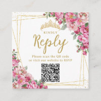 Fuchsia Pink Floral Quinceanera Sweet 16 RSVP QR