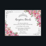 Fuchsia Pink Floral Sweet 16 Quinceañera Reception Enclosure Card<br><div class="desc">These pretty fuchsia hot pink floral Quinceañera / Sweet 16 / 18th Birthday enclosure cards features beautiful fuchsia pink and chic silver accents. Simply click the customize it further button to edit the texts, change fonts and fonts colors. Use these enclosure cards for extra details, parking / location / map...</div>