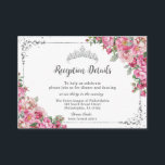 Fuchsia Pink Floral Sweet 16 Quinceañera Reception Enclosure Card<br><div class="desc">These pretty fuchsia hot pink floral Quinceañera / Sweet 16 / 18th Birthday enclosure cards features beautiful fuchsia pink and chic silver accents. Simply click the customize it further button to edit the texts, change fonts and fonts colors. Use these enclosure cards for extra details, parking / location / map...</div>